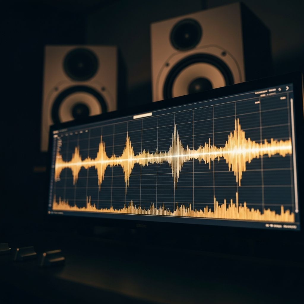 AI waveform analysis on a studio display